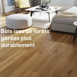 GoodHome Parquet contrecollé clipsable Visby XL en chêne verni blond rustique