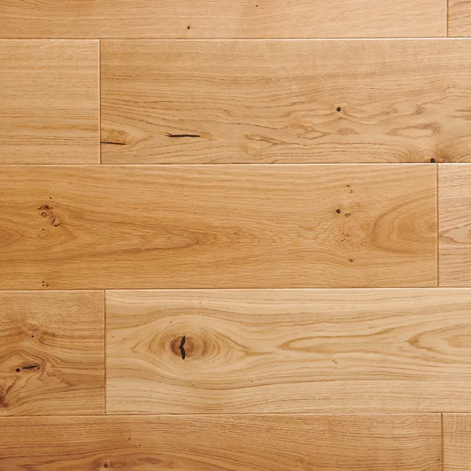 GoodHome Parquet contrecollé clipsable Visby XL en chêne verni blond rustique