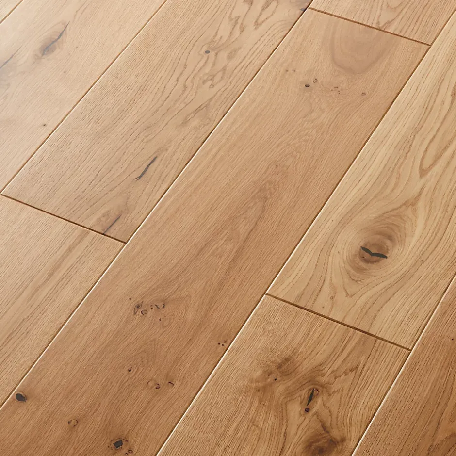 GoodHome Parquet contrecollé clipsable Visby XL en chêne verni blond rustique