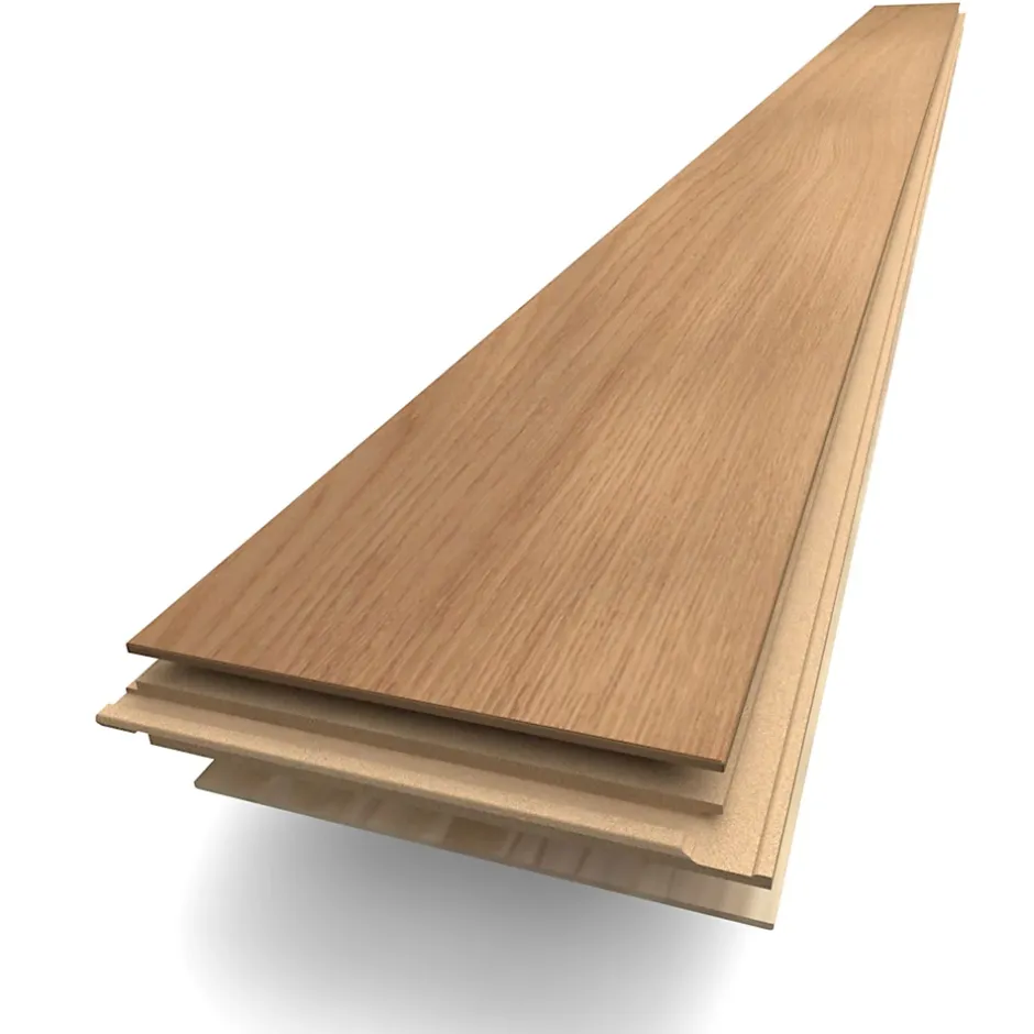 Parquet contrecollé clipsable en chêne beige rustique mat l. 13,9 x L.121 cm ép. 12 mm- Online