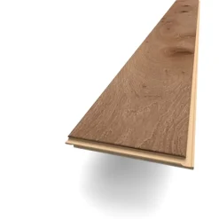 Parquet contrecollé clipsable en chêne marron mat l.18,4 x L.121 cm x ép.14 mm- Discount