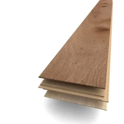 Parquet contrecollé clipsable en chêne marron mat l.18,4 x L.121 cm x ép.14 mm- Discount