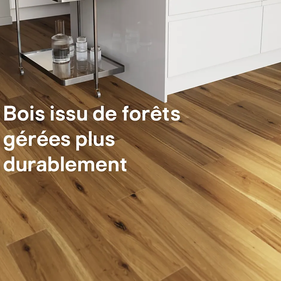 GoodHome Parquet contrecollé clipsable Visby L en chêne huilé blond compatible pièces humides