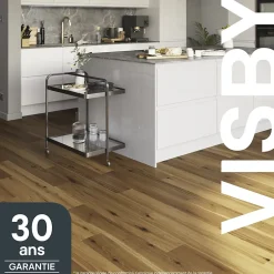GoodHome Parquet contrecollé clipsable Visby L en chêne huilé blond compatible pièces humides