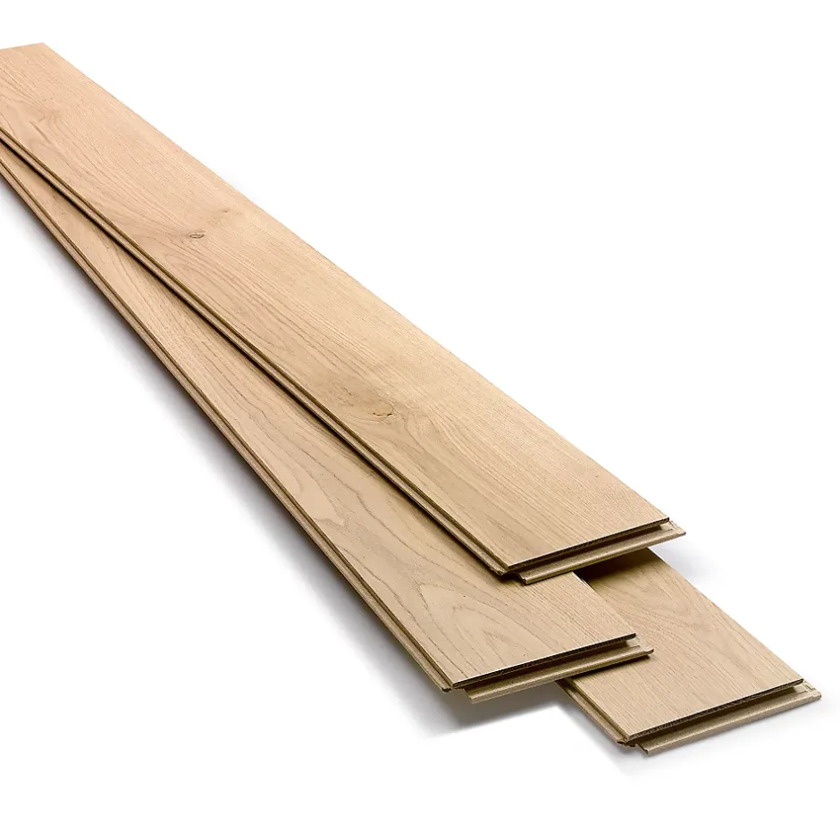 GoodHome Parquet contrecollé clipsable Padillac L 200 cm en chêne français verni naturel