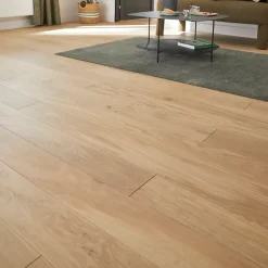 GoodHome Parquet contrecollé clipsable Padillac L 200 cm en chêne français verni naturel