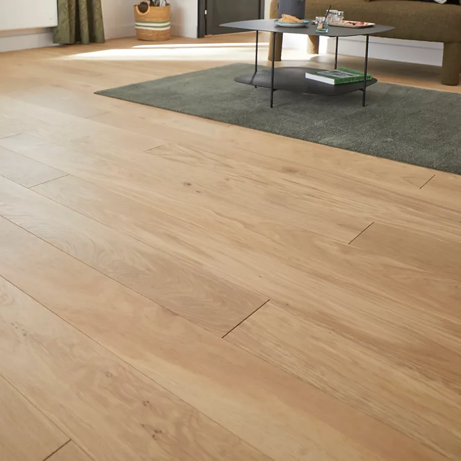 GoodHome Parquet contrecollé clipsable Padillac L 200 cm en chêne français verni naturel