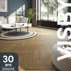 Parquet contrecollé clipsable Visby bâtons rompus en chêne huilé blond-GoodHome Clearance