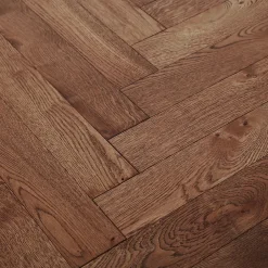 Parquet contrecollé clipsable Skara bâtons rompus en chêne huilé brun rustique-GoodHome