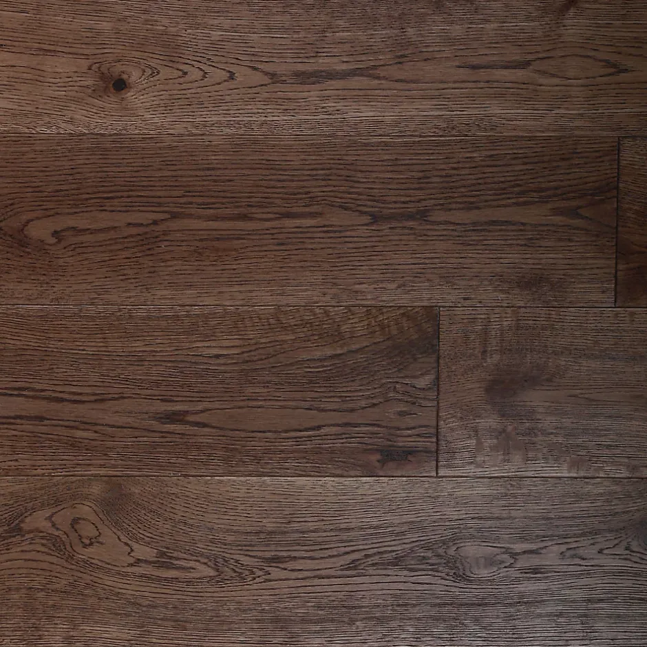 GoodHome Parquet massif à clipser Skara M en chêne huilé brun