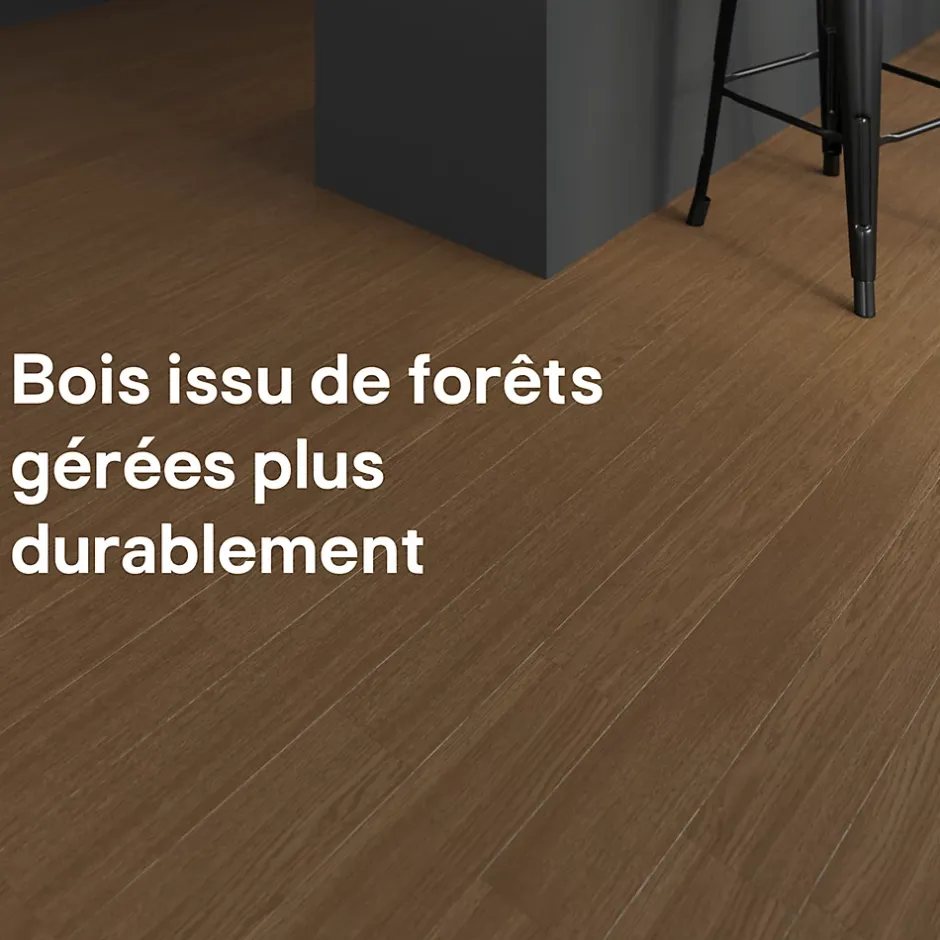 Parquet massif à coller Dryby M en frêne huilé brun compatible pièces humides-GoodHome Online