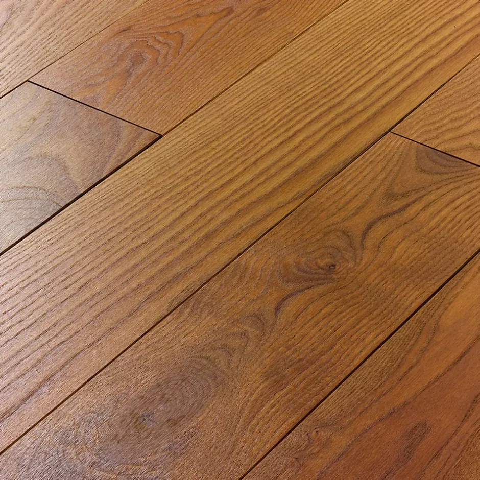 Parquet massif à coller Dryby M en frêne huilé brun compatible pièces humides-GoodHome Online