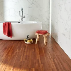 Parquet massif à coller en teck finition vernis mat coloris brun l.12 x ép.1,2 cm- Sale