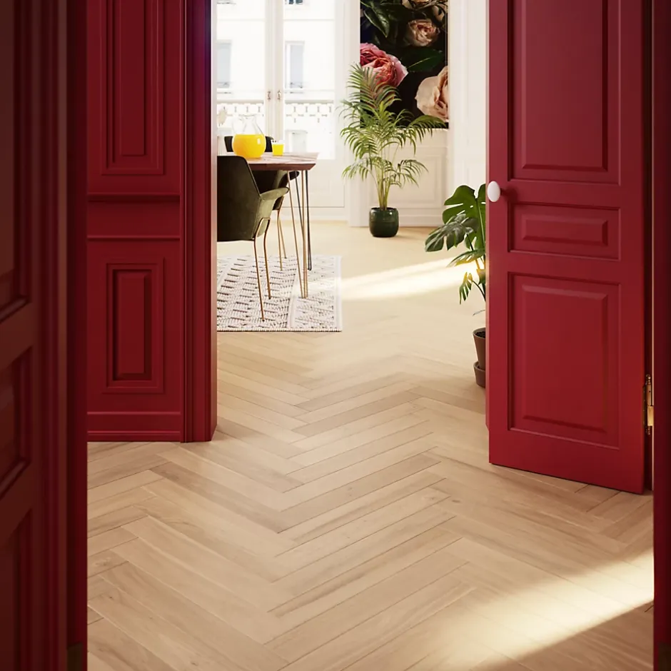 Parquet massif à coller Lulea bâtons rompus en chêne huilé naturel-GoodHome