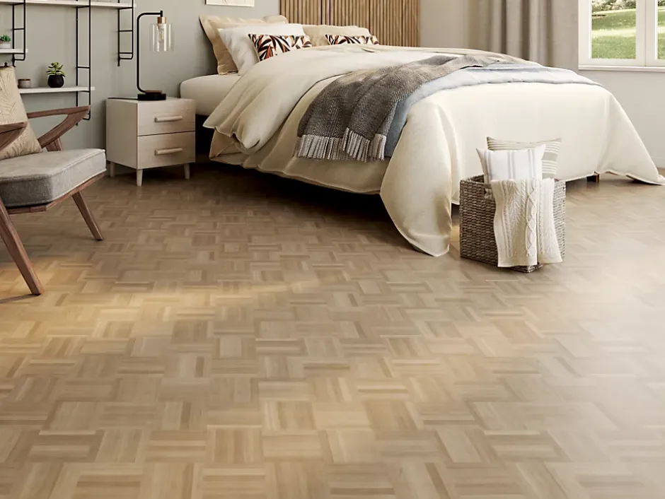 Colours Parquet massif à coller Mosaïque bâtons rompus en chêne brut