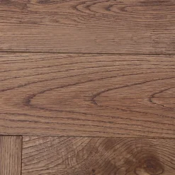 GoodHome Parquet massif à coller Skara bâtons rompus en chêne verni brun