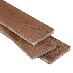 GoodHome Parquet massif à coller Skara bâtons rompus en chêne verni brun