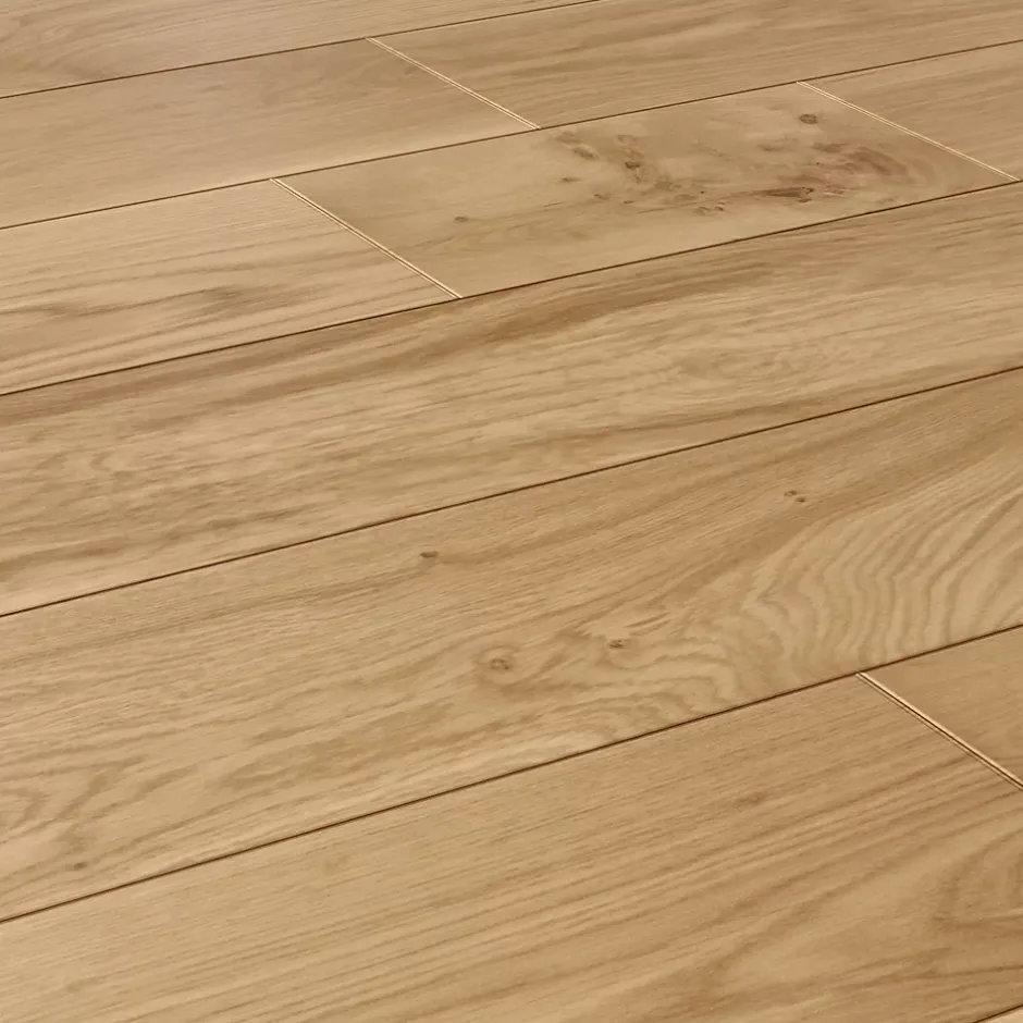 GoodHome Parquet massif à coller Visby XL en chêne huilé blond
