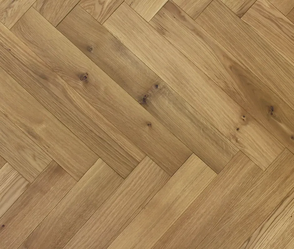 GoodHome Parquet massif à coller Visby bâtons rompus en chêne huilé blond