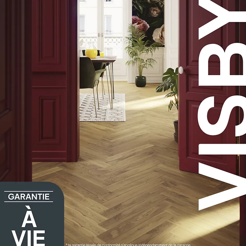 GoodHome Parquet massif à coller Visby bâtons rompus en chêne huilé blond