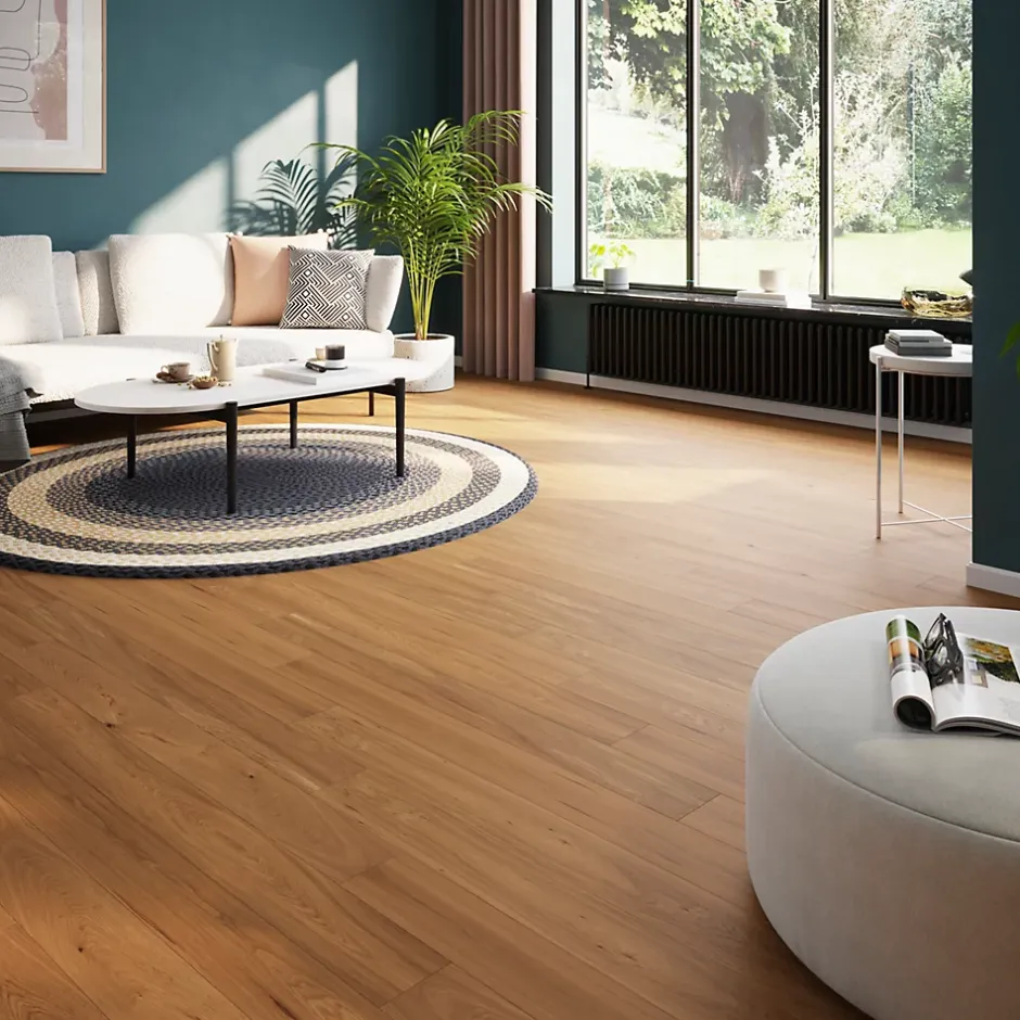 Parquet massif à coller Visby L en chêne huilé blond-GoodHome Sale