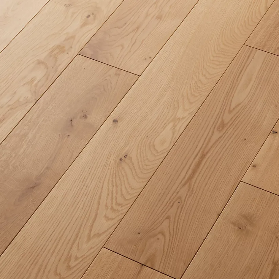 Parquet massif à coller Visby L en chêne huilé blond-GoodHome Sale