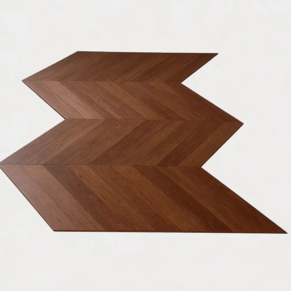 Parquet massif chêne français, Point de Hongrie / Chevron 600x120x15 mm, Teinte foncée Élégante --Dileci Online