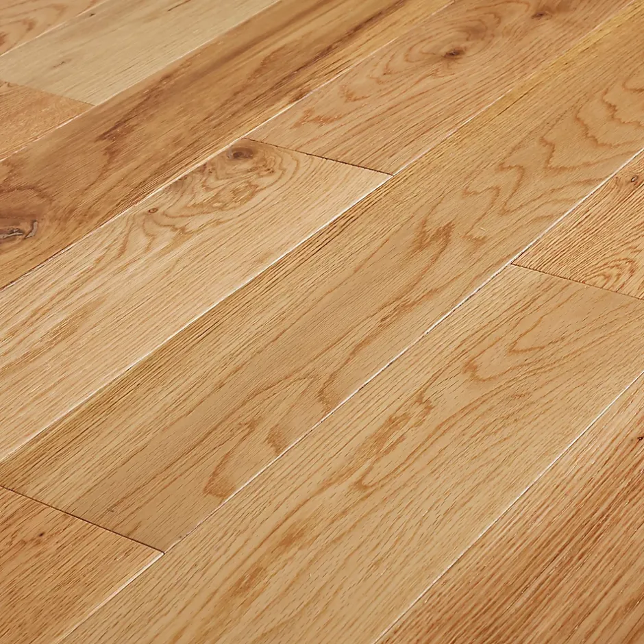 GoodHome Parquet massif clipsable en chêne Laholm finition vernis mat coloris naturel