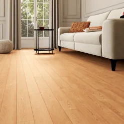 GoodHome Parquet massif clipsable en chêne Laholm finition vernis mat coloris naturel