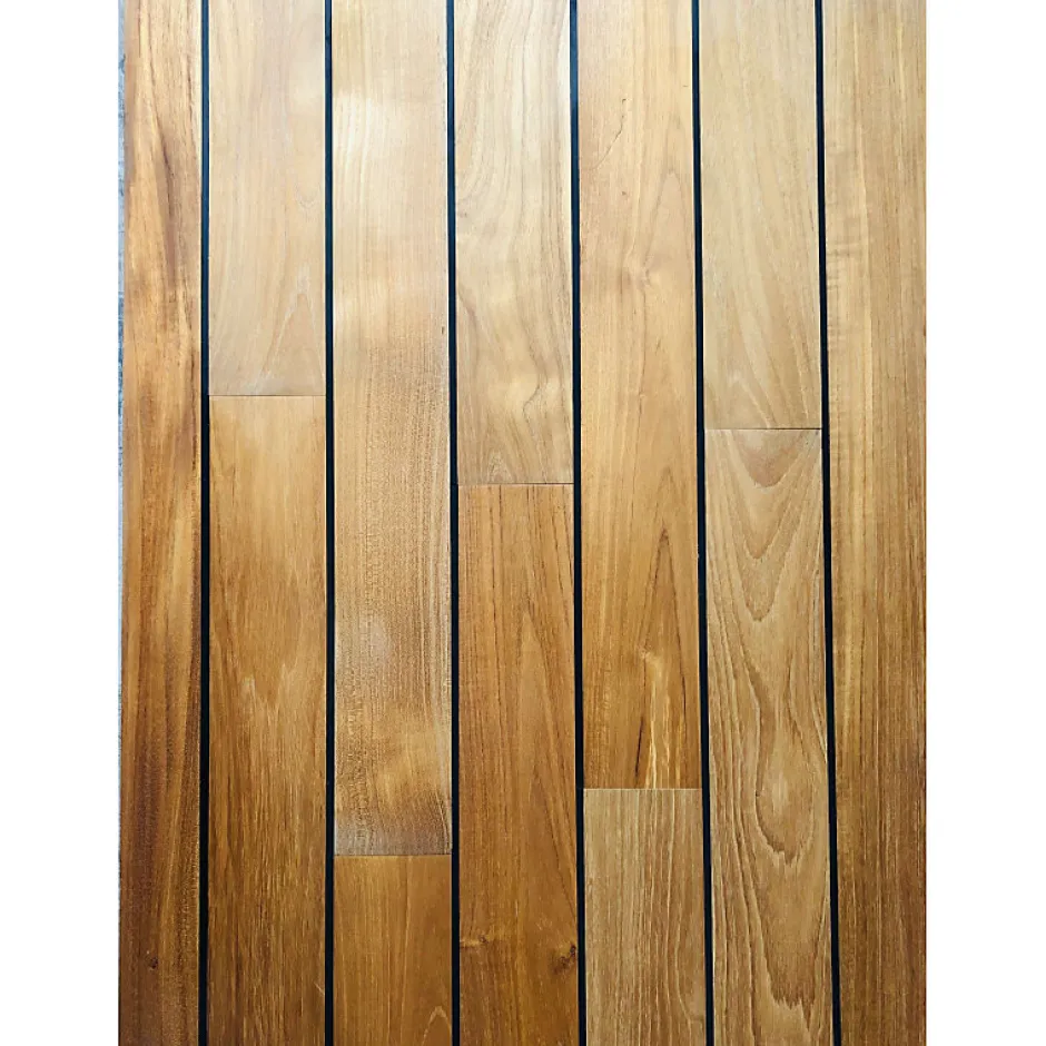 Parquet pont de bateau avec joint de PU intégré en teck indonésien massif INES-Aelle Carrelage Outlet