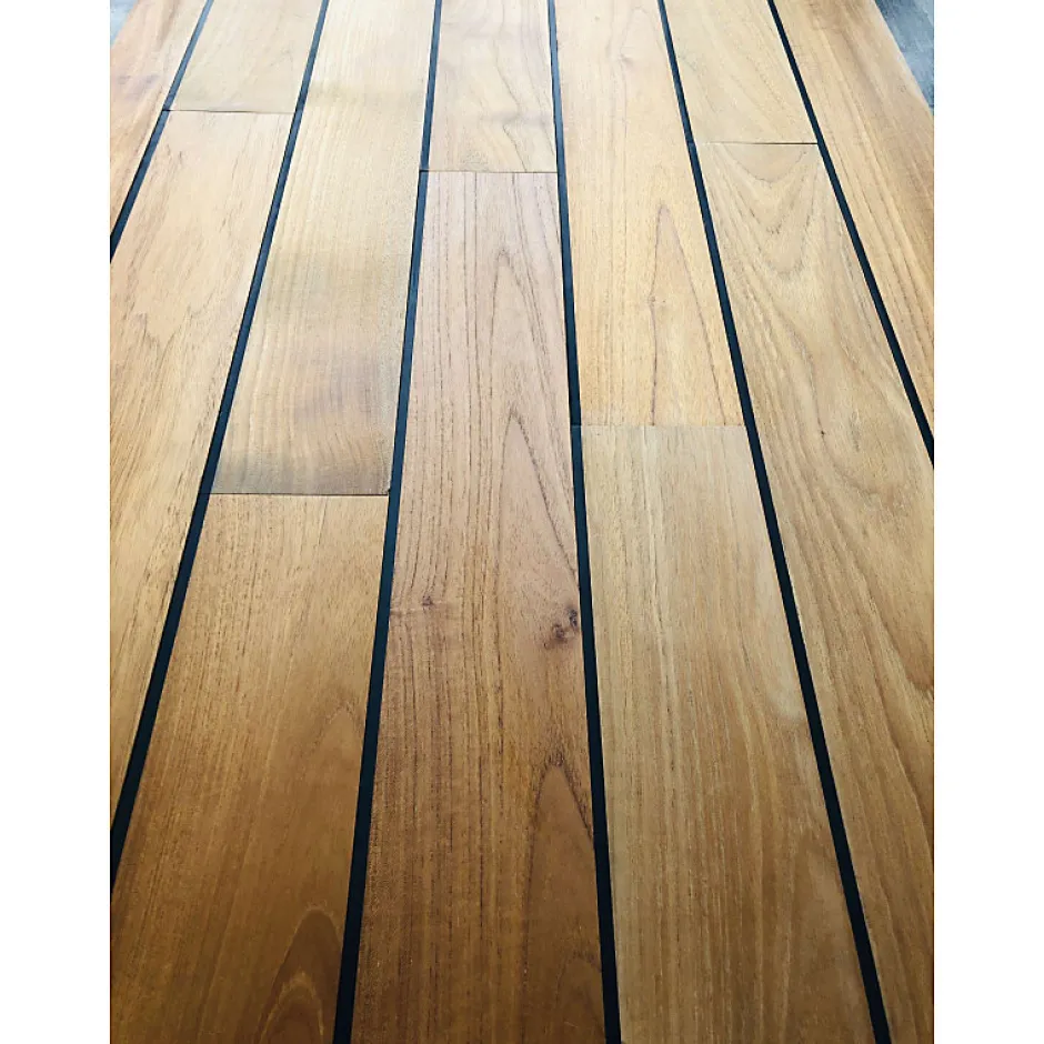 Parquet pont de bateau avec joint de PU intégré en teck indonésien massif INES-Aelle Carrelage Outlet