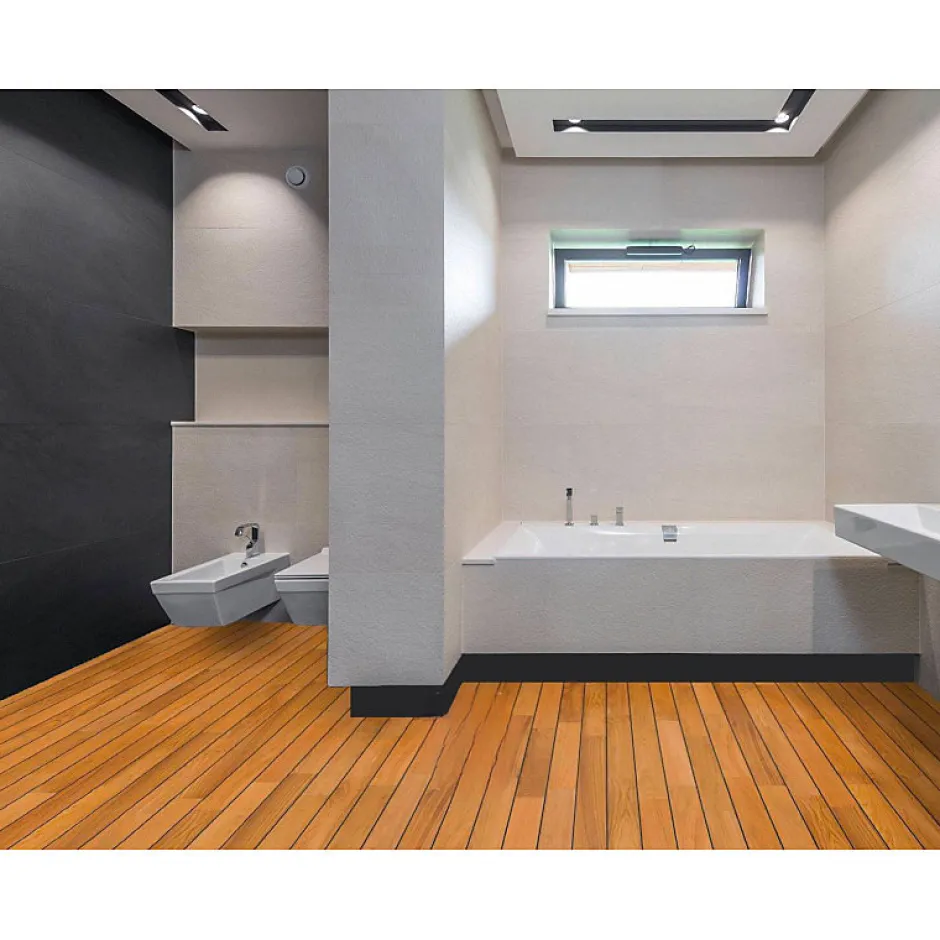 Parquet pont de bateau avec joint de PU intégré en teck indonésien massif INES-Aelle Carrelage Outlet