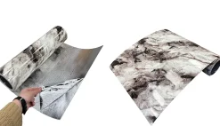 PET - PVC Film autocollant panneaux muraux 3D imitation marbre revetement en rouleau 60x300 cm decor aspect marbre (YP-245)-Ikhemalarka New