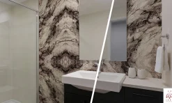 PET - PVC Film autocollant panneaux muraux 3D imitation marbre revetement en rouleau 60x300 cm decor aspect marbre (YP-245)-Ikhemalarka New