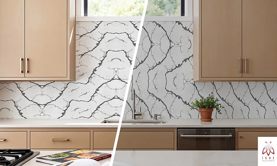 Ikhemalarka PET - PVC Film autocollant panneaux muraux 3D imitation marbre revetement en rouleau 60x300 cm decor aspect marbre (YP-117)