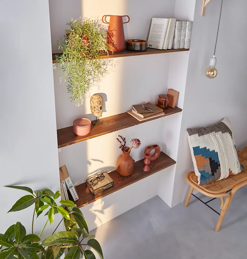 Planche épicéa finition chocolat brûlé 198 x 19,5, cm, ép.20 mm-