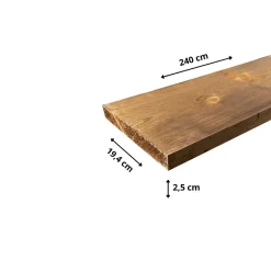 Planche Rabotée Sapin Traité marron, L.240 x l.19,4 cm x Ep.27,5 mm-Wood&Sens Discount