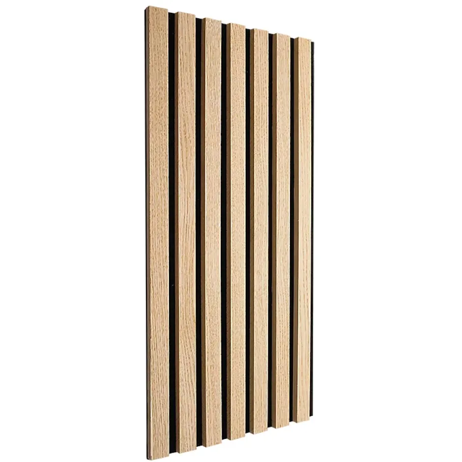 Decoon Plaque murale tasseaux 60 x 30 x 1,9 cm - Lattes chêne clair véritable fond noir 0,18m²