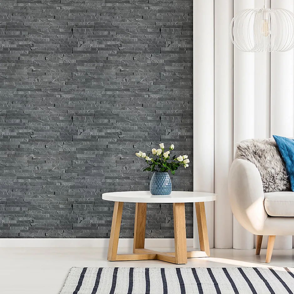 Plaquette de parement pierre naturelle - NATIMUR BLACK - - 0,54m² - intérieur/extérieur-Modulo