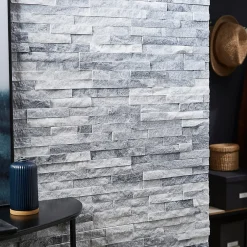 Plaquette de parement Austral pierre naturelle blanc gris (vendue au carton)- Online