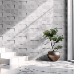 Plaquette de parement effet 3D - HAZE WHITE - - 0,48m² - intérieur-Modulo New
