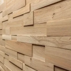 Wwd Plaquette de parement en bois massif effet 3D OZO RUSTIC - Chêne - 59/32/14 x 10/8/6 cm - 36 planches - 1m²