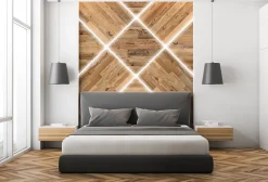 Plaquette de parement en bois effet 3D AMBER MINI - Bois recyclé - 32 x 10/8/6 cm - 126 panneaux - 3m²-Wwd Outlet