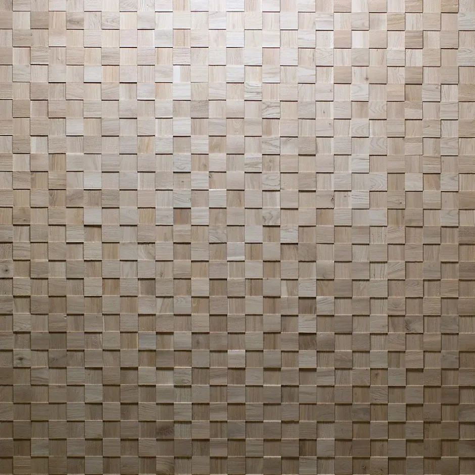 Plaquette de parement en bois massif effet 3D CHESS - Chêne - 60 x 15 cm - 11 panneaux - 1m²-Wwd Outlet