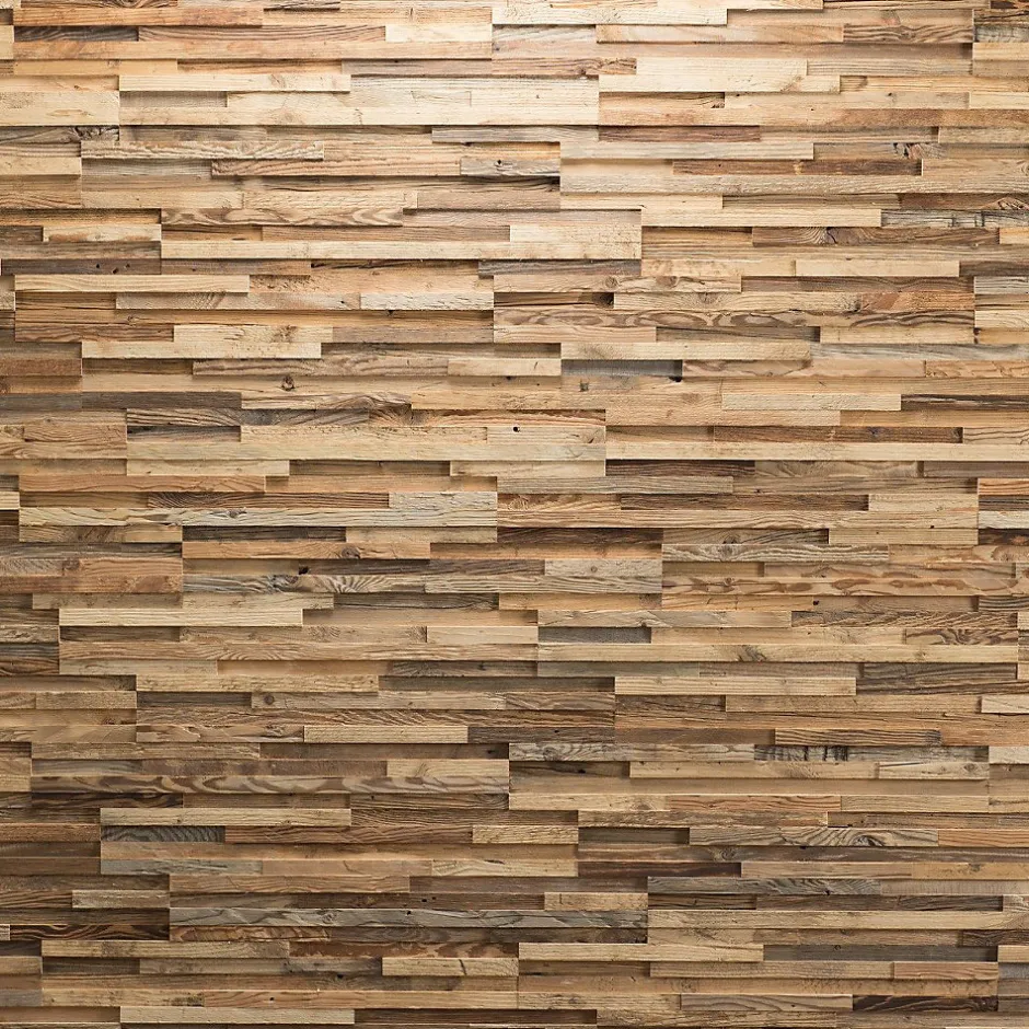Plaquette de parement en bois effet 3D A PRIORI- Bois récupéré - 72 x 10cm - 42 panneaux - 3m²-Wwd Discount