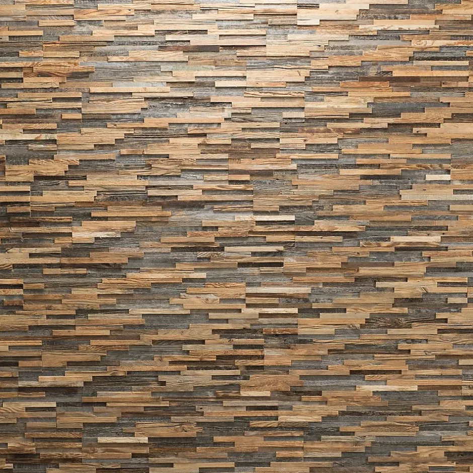 Plaquette de parement en bois effet 3D SELECTIO - Bois récupéré - 72 x 10cm - 42 panneaux - 3m²-Wwd Clearance