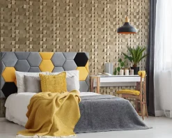 Wwd Plaquette de parement en bois massif effet 3D DOMINUS - Chêne - 60 x 15 cm - 33 panneaux - 3m²