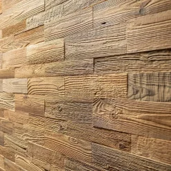 Plaquette de parement en bois effet 3D AMBER MINI - Bois recyclé - 32 x 10/8/6 cm - 42 panneaux - 1m²-Wwd Outlet