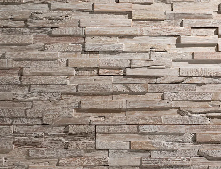 Plaquette de parement intérieur White Wash bois blanc (vendu à la pièce)- Discount