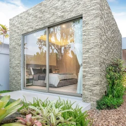 Plaquette de parement Int/Ext Kenya béton blanc 0,4m²